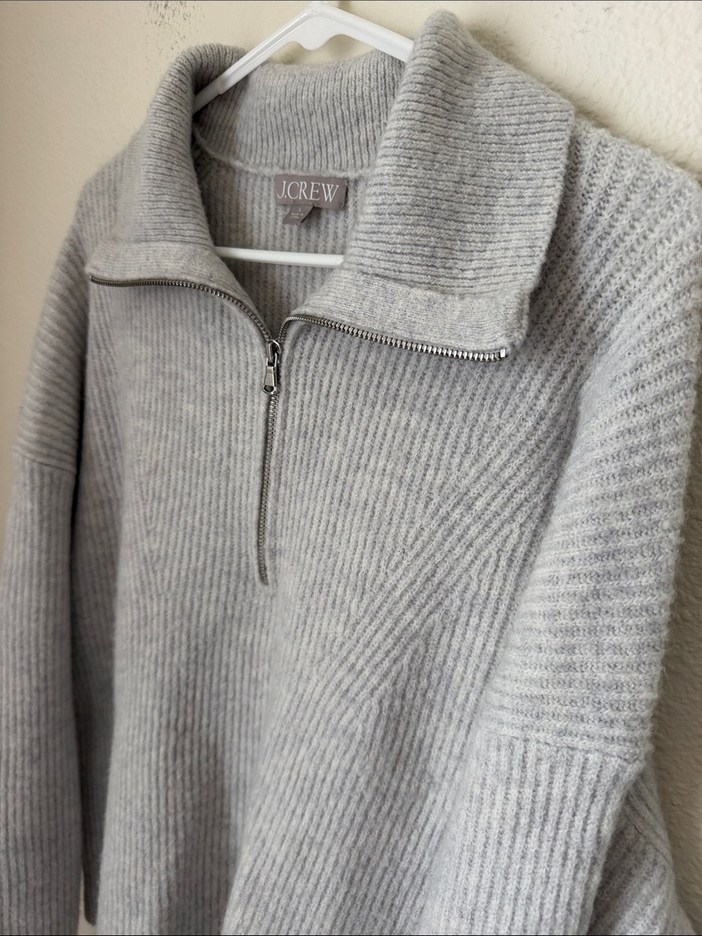 J. Crew Ribbed Merino Wool Blend Quarter Zip Sweater - Picture 2 of 6